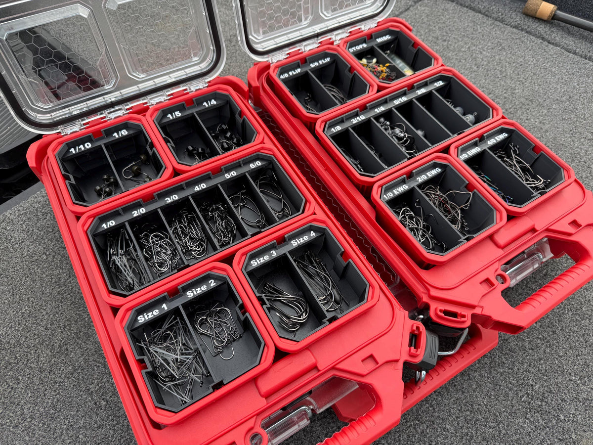 PACKOUT-compatible fishing tackle organizer inserts
